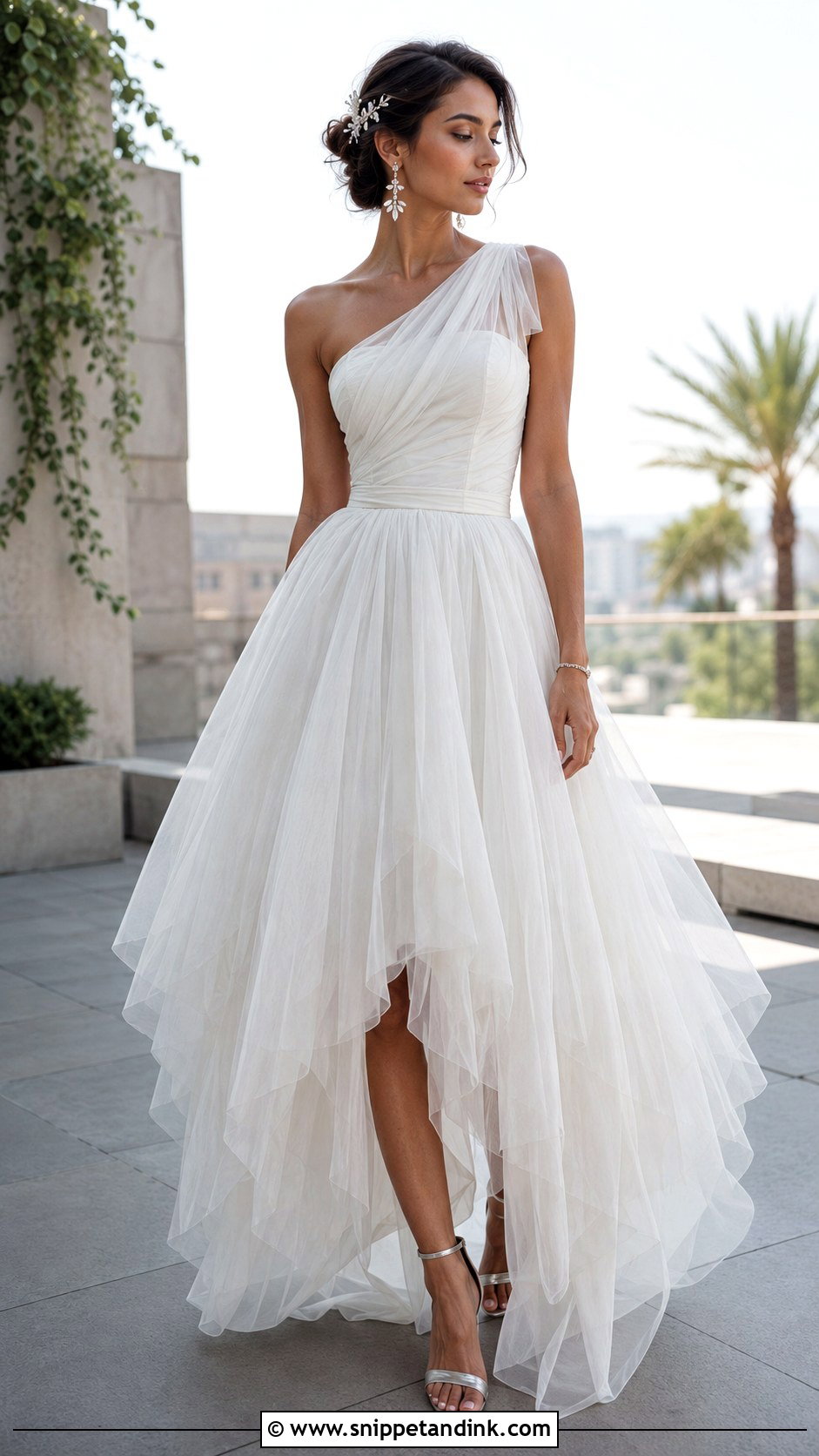 One Shoulder Tulle Handkerchief Wedding Dress - Snippet and Ink - 20 Handkerchief Wedding Dress Ideas