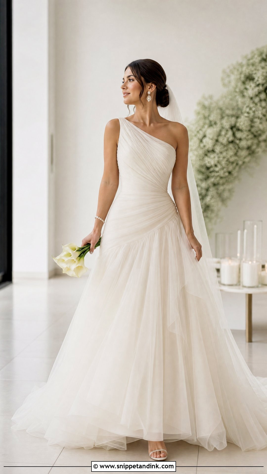 One Shoulder Tulle Wedding Dress Ballgown - Snippet and Ink - 20 Tulle Wedding Dress Ballgown Ideas