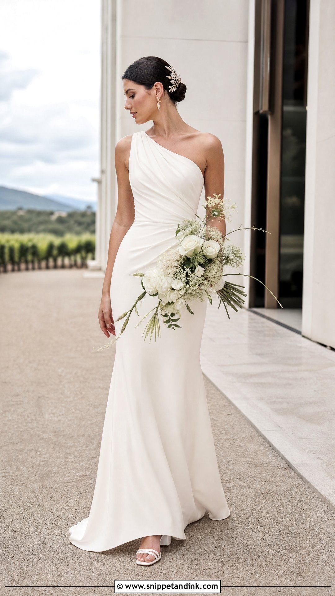 One Shoulder Vineyard Wedding Dress - Snippet and Ink - 20 Vineyard Wedding Dress Ideas