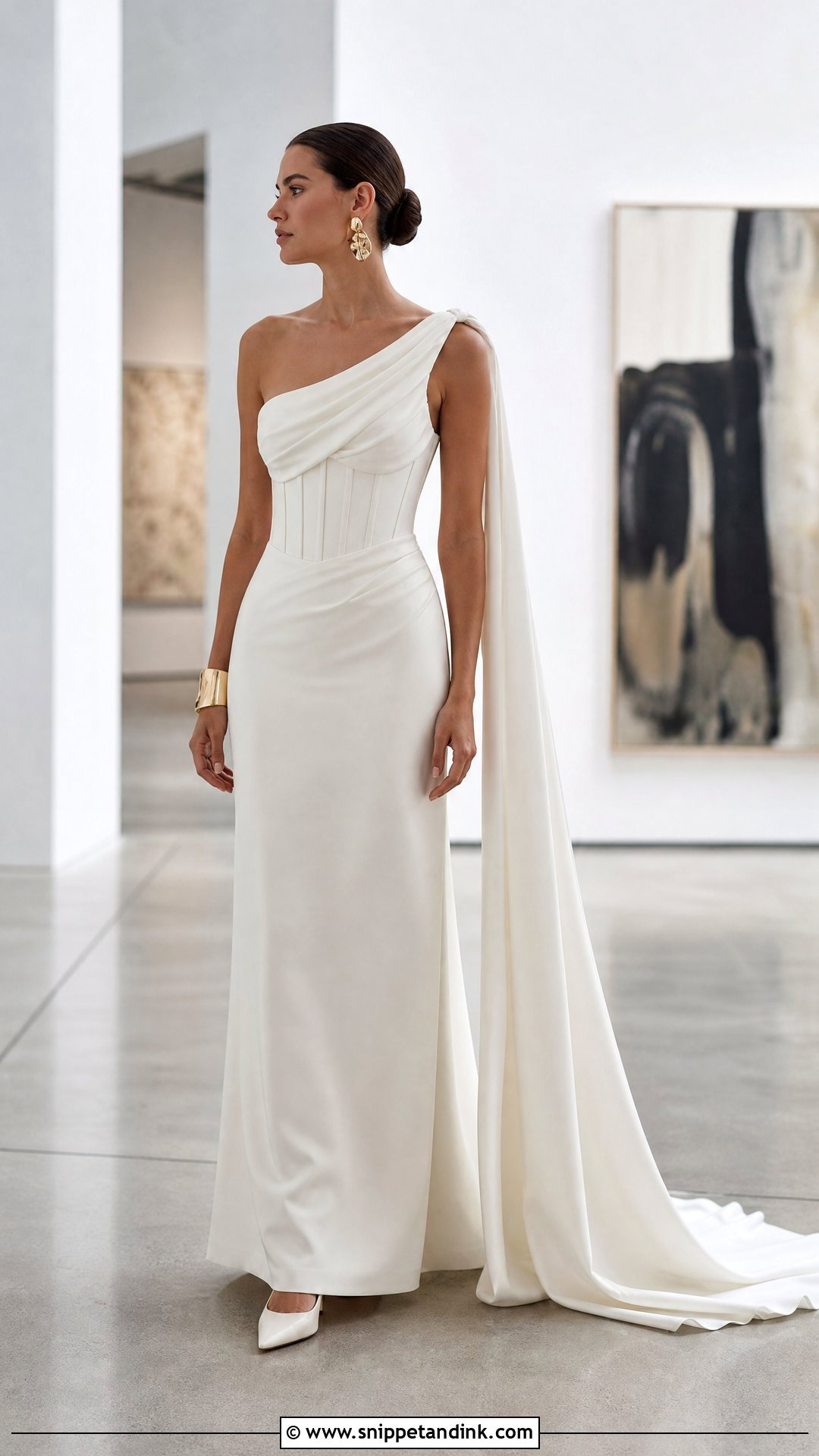 One Shoulder Wedding Corset Top With Maxi Skirt - Snippet and Ink - 20 Wedding Corset Top Ideas