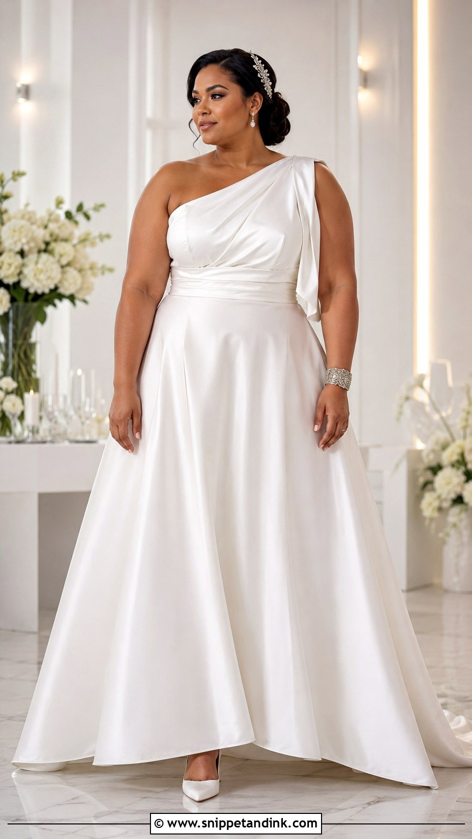 One Shoulder Wedding Dress - Snippet and Ink - 20 Wedding Dresses for Plus Size Women