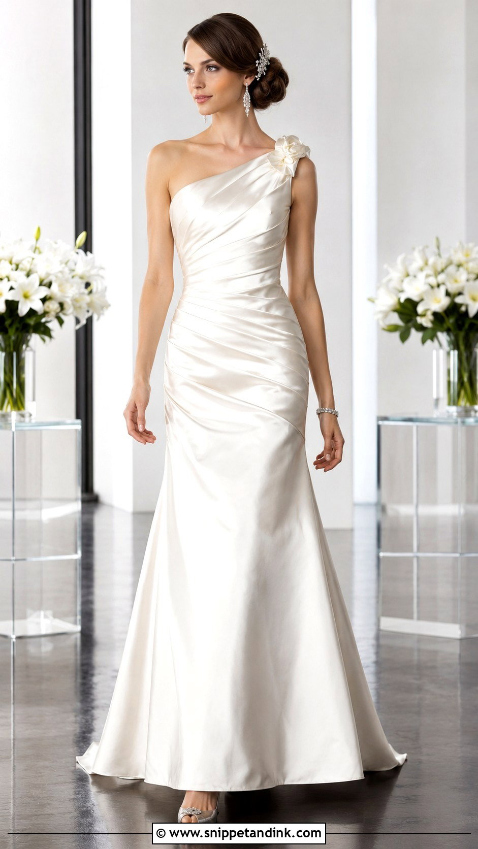 One Shoulder Wedding Dress - Snippet and Ink - 20 2000s Wedding Dresses
