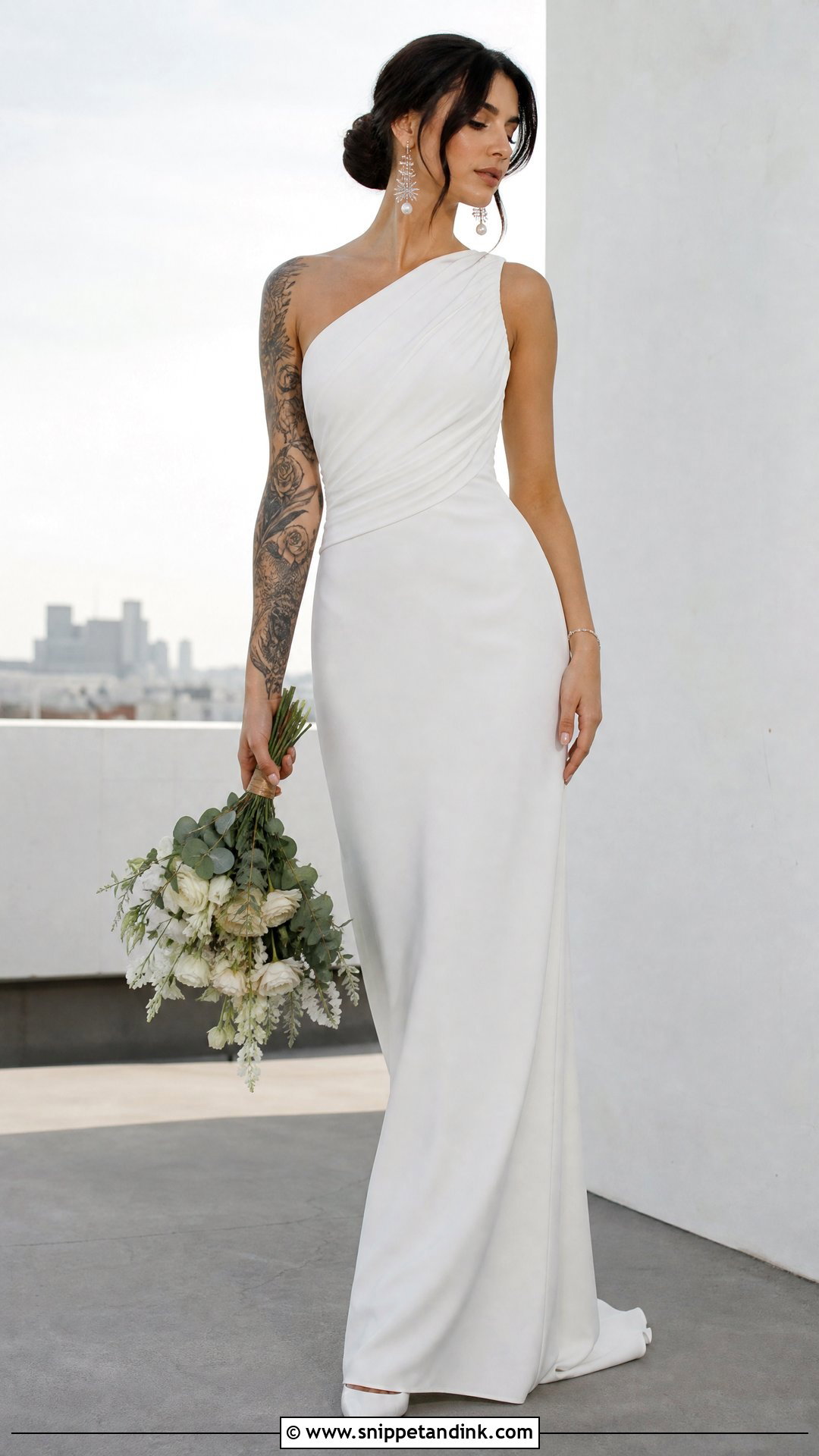 One Shoulder Wedding Dress - Snippet and Ink - 20 Tattooed Bride Wedding Dress Ideas