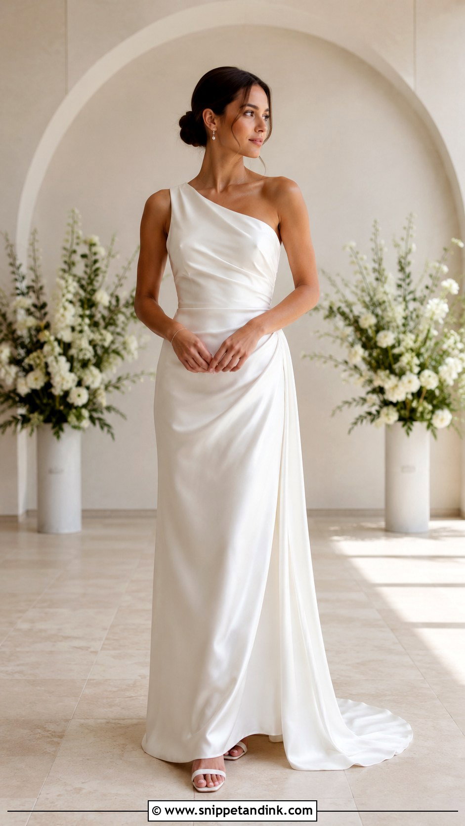 One Shoulder Wedding Dress - Snippet and Ink - 20 Minimal Wedding Dresses