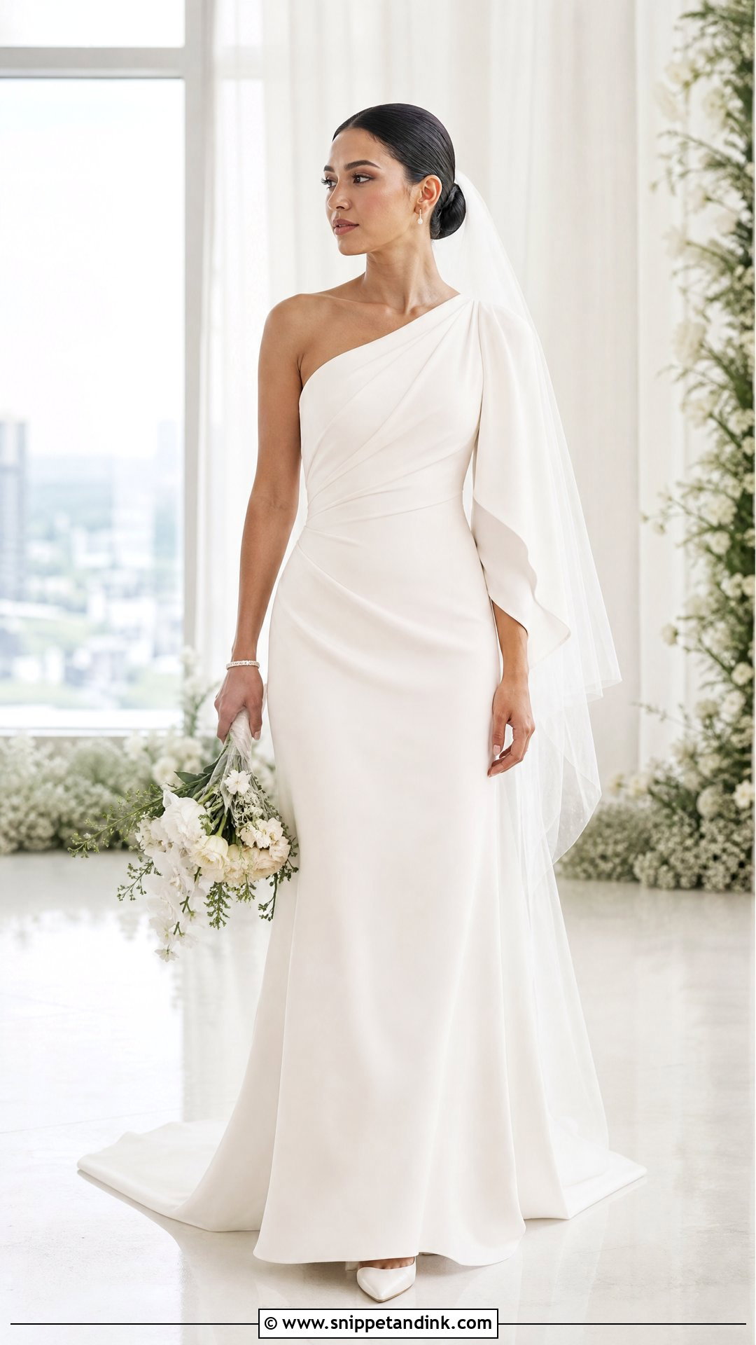 One Shoulder Wedding Dress - Snippet and Ink - 20 Petite Bride Wedding Dress Ideas