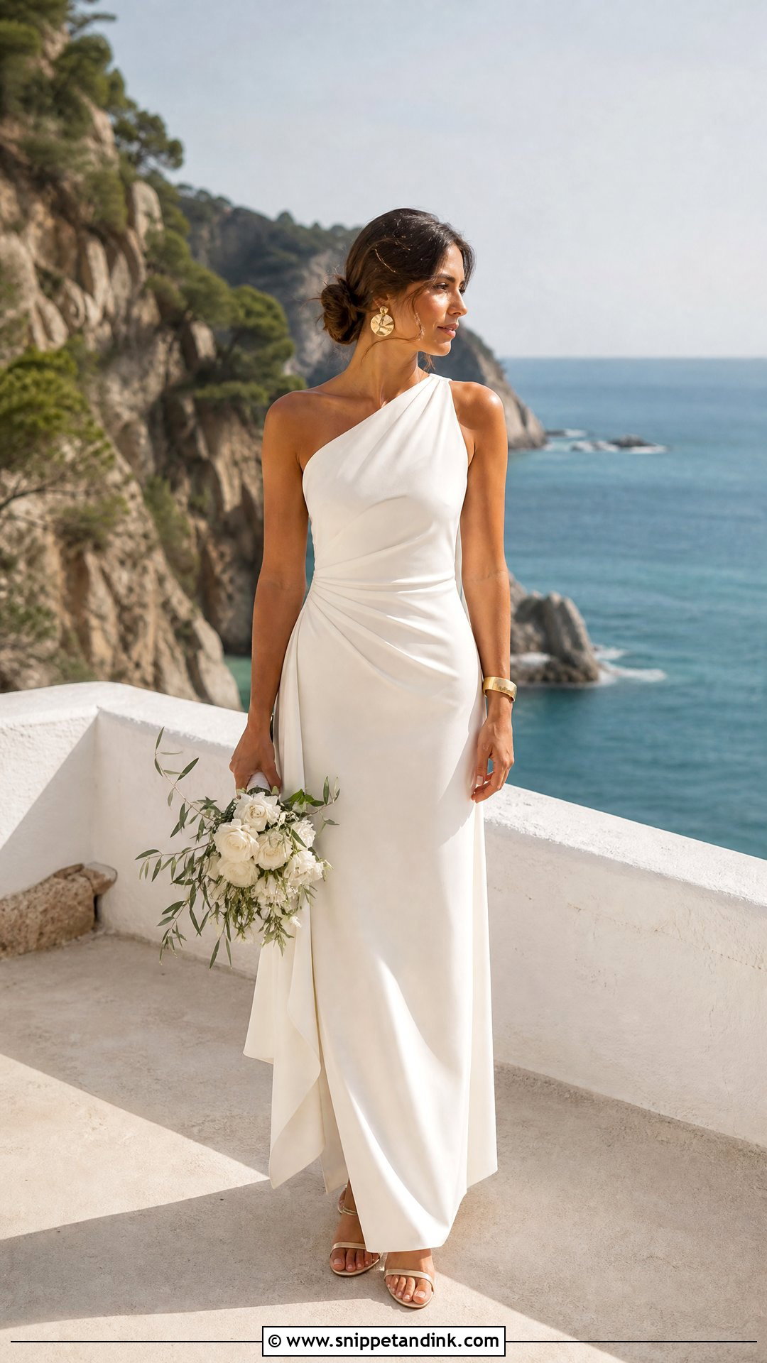 One Shoulder Wedding Dress For Costa Brava - Snippet and Ink - 20 Spain Wedding Dress Ideas