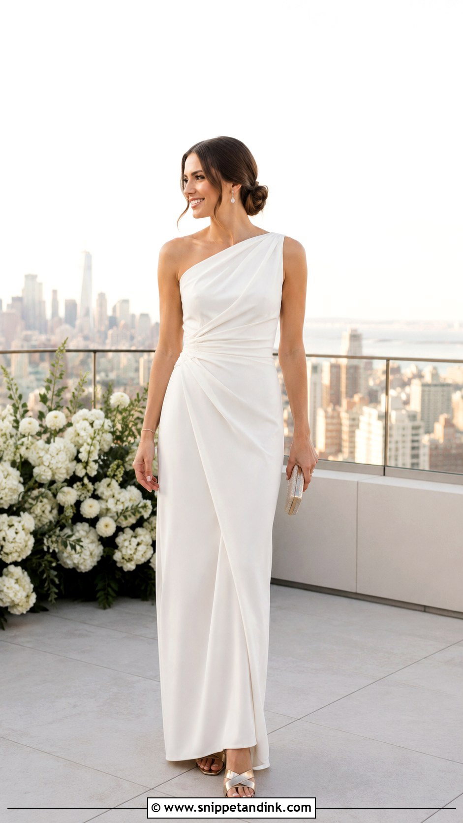 One Shoulder Wedding Dress Outfit - Snippet and Ink - 20 Unique Wedding Outfits
