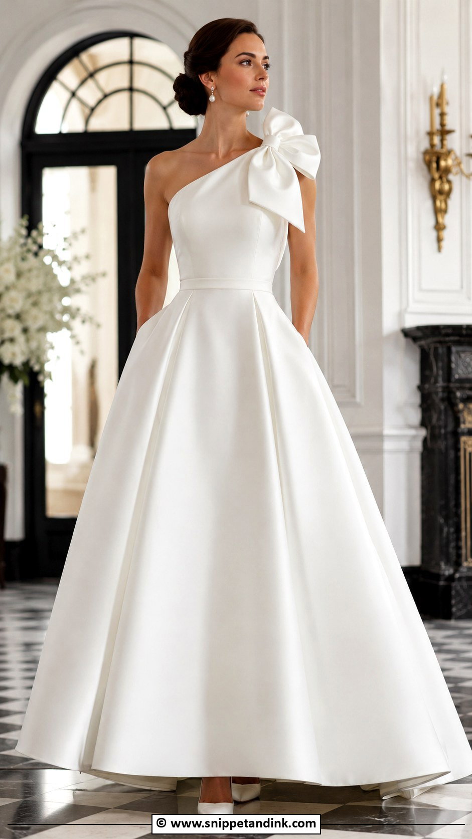 One Shoulder Wedding Dress With Bow - Snippet and Ink - 30 One Shoulder Wedding Dress Ideas