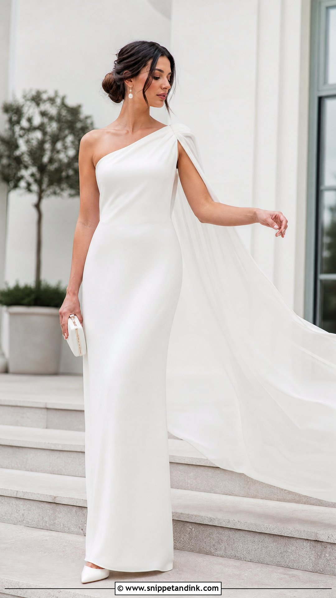 One Shoulder Wedding Dress With Cape - Snippet and Ink - 20 One Shoulder Wedding Dresses