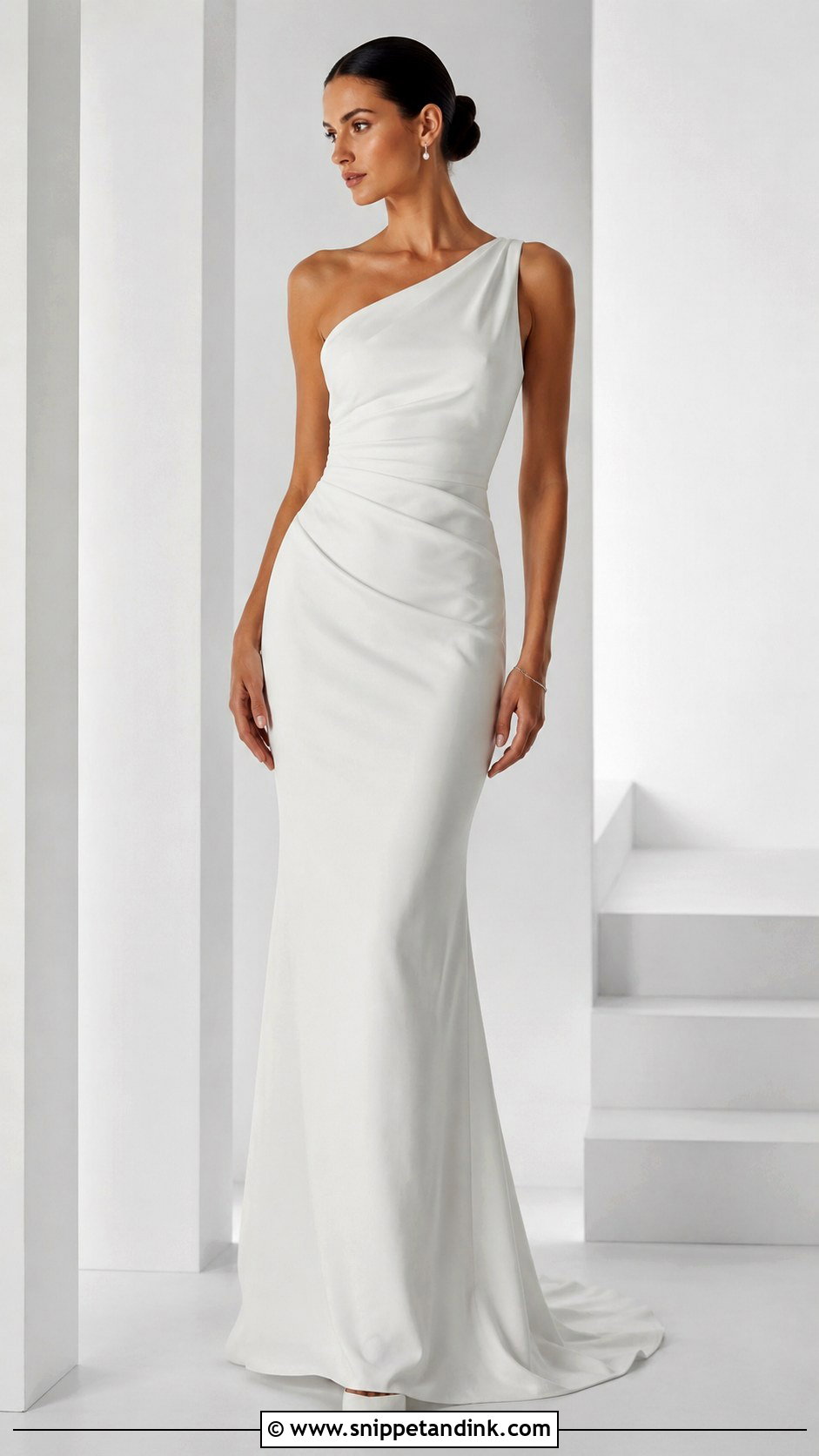 One Shoulder Wedding Dress With Fitted Skirt - Snippet and Ink - 25 Hourglass Wedding Dress Ideas
