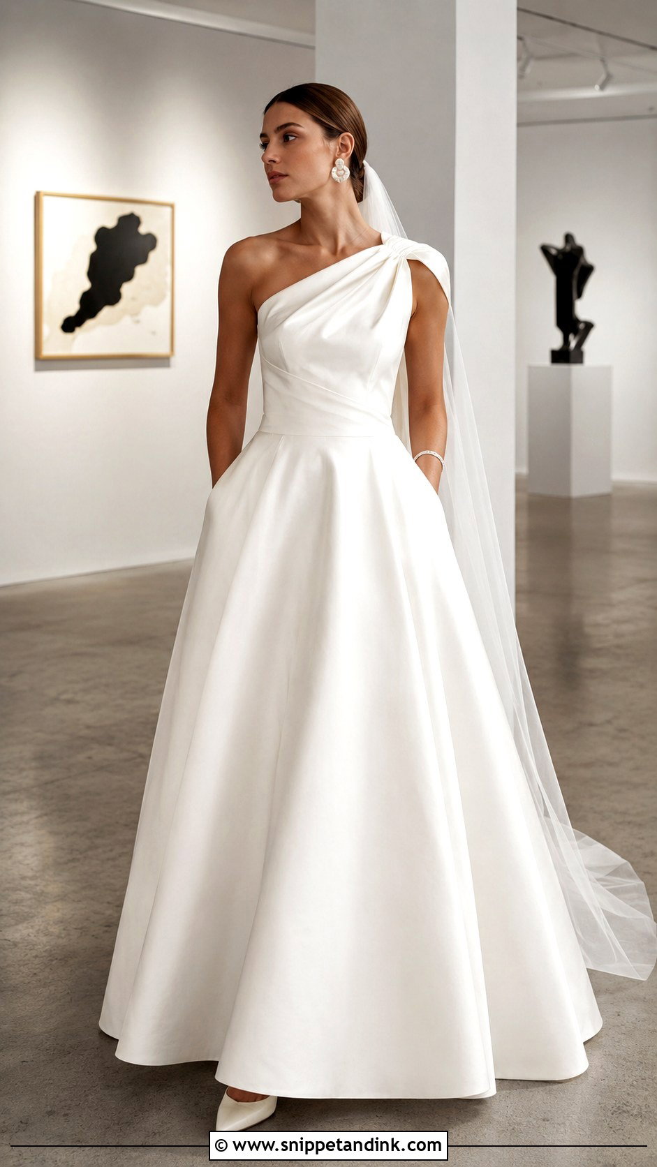 One Shoulder Wedding Dress With Full Skirt - Snippet and Ink - 20 Broad Shoulder Wedding Dress Ideas