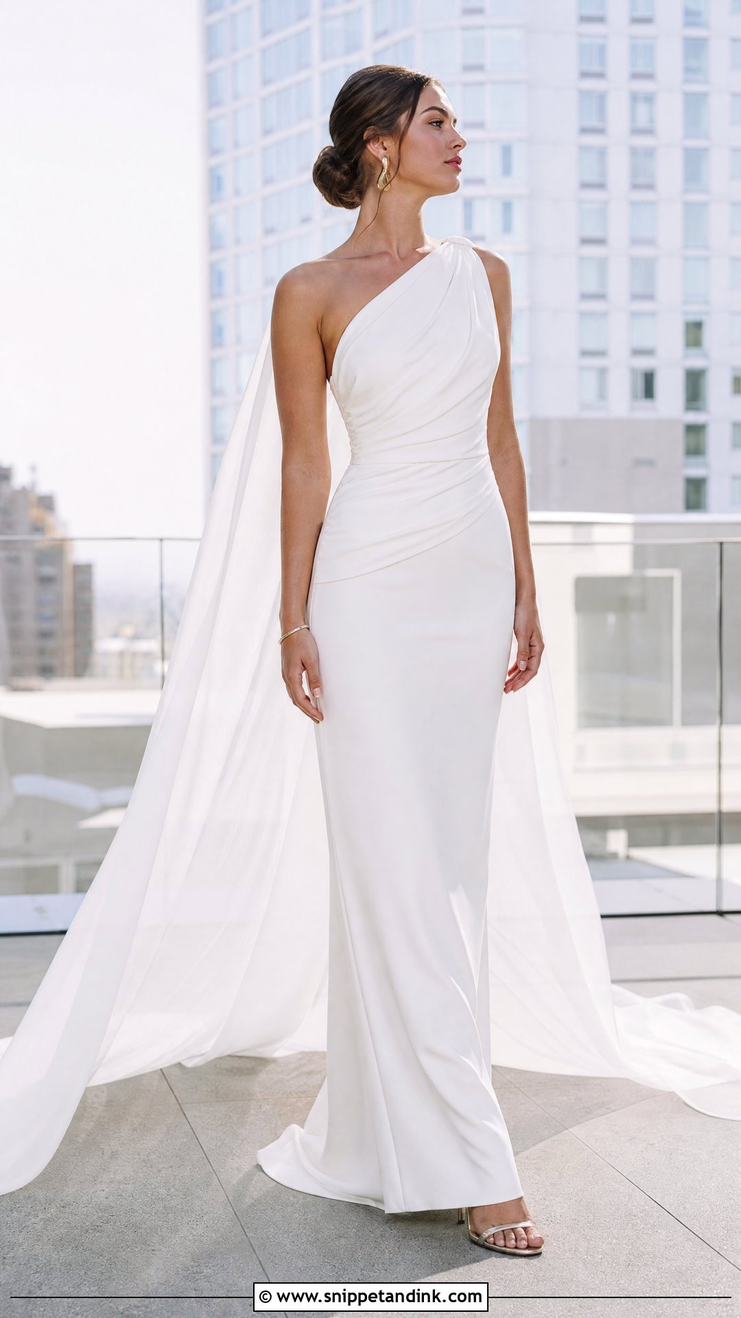 One Shoulder Wedding Dress With Metallic Heels - Snippet and Ink - 20 Top Wedding Dresses