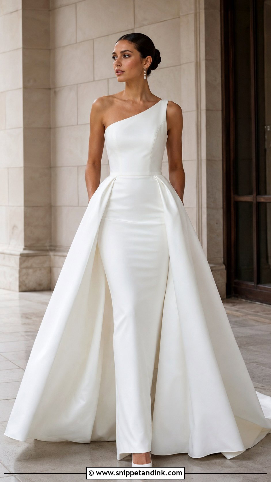 One Shoulder Wedding Dress With Overskirt - Snippet and Ink - 25 Wedding Dress with Overskirt Ideas