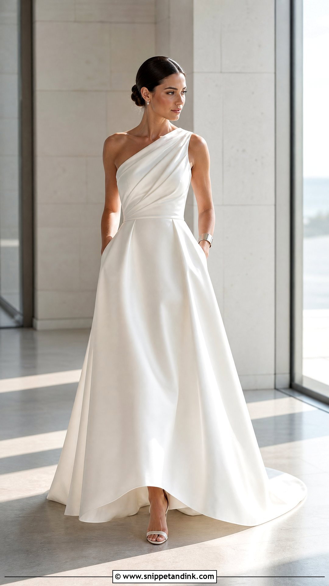 One Shoulder Wedding Dress With Pockets - Snippet and Ink - 20 Wedding Dresses with Pockets