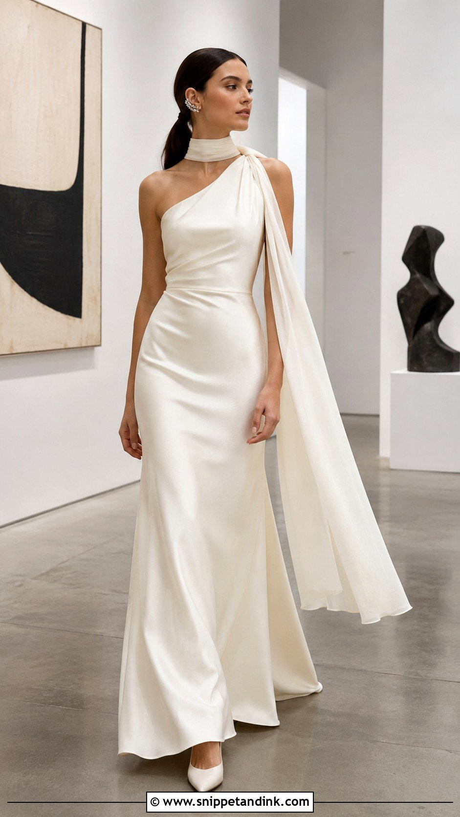 One Shoulder Wedding Dress With Scarf - Snippet and Ink - 20 Wedding Dresses with Scarf