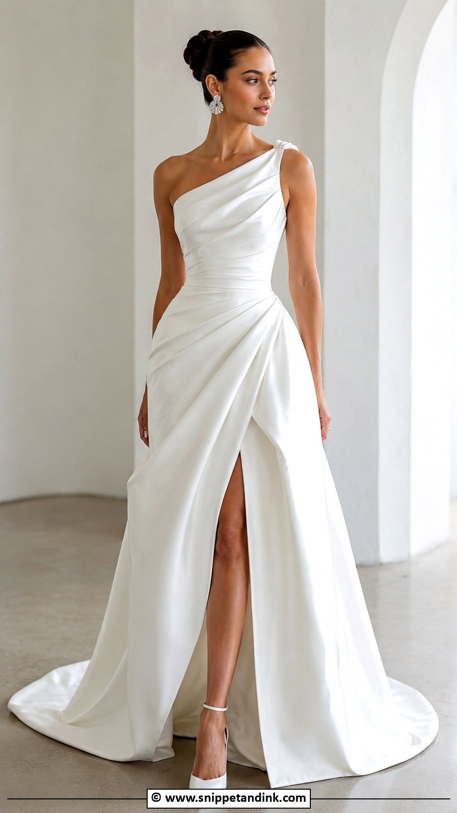 One Shoulder Wedding Dress With Sculpted Skirt - Snippet and Ink - 30 Extravagant Wedding Dresses