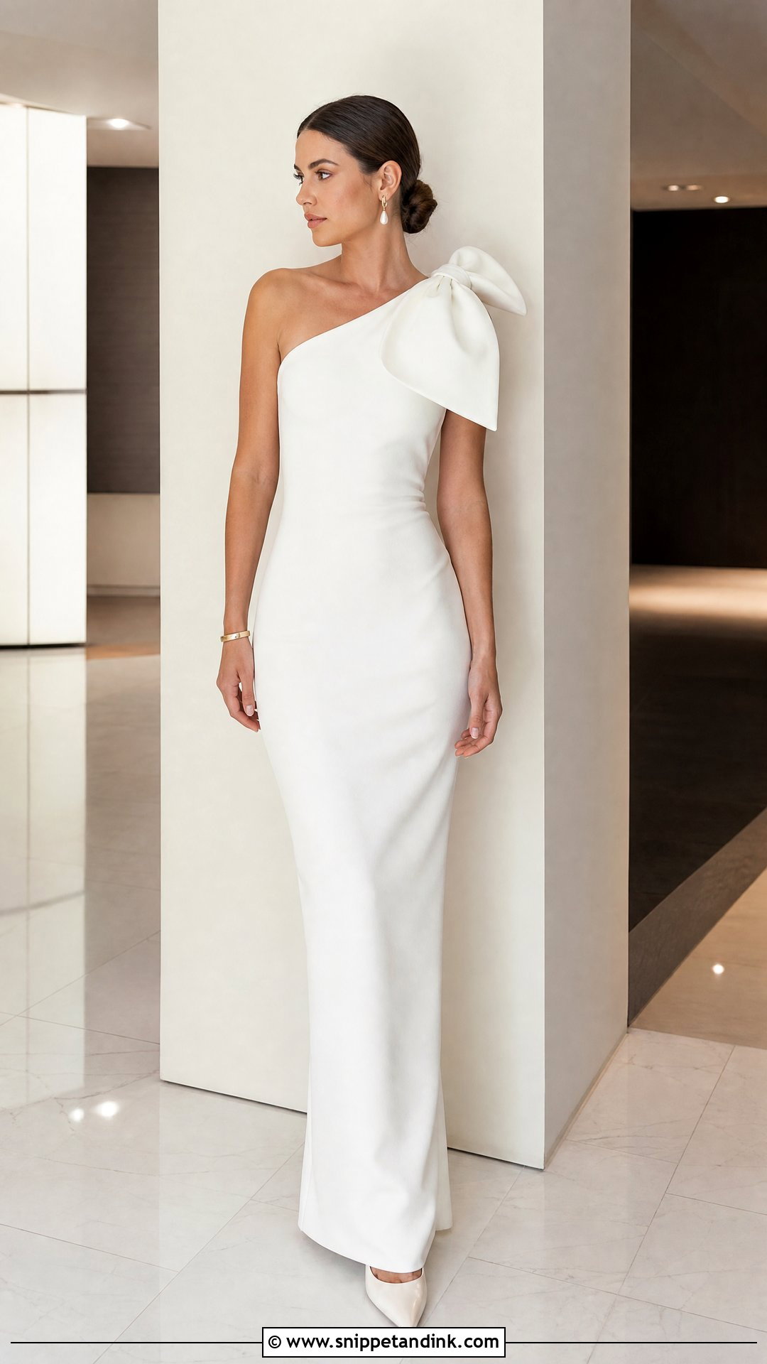 One Shoulder Wedding Dress With Statement Bow - Snippet and Ink - 20 Wedding Dress with Bows Ideas