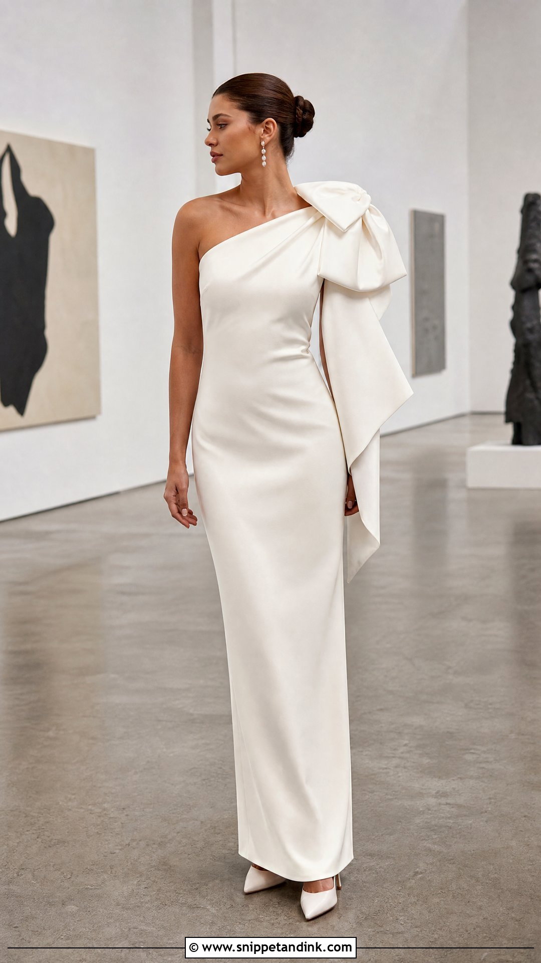 One Shoulder Wedding Dress with a Shoulder Bow - Snippet and Ink - 20 Wedding Dress with a Bow Ideas