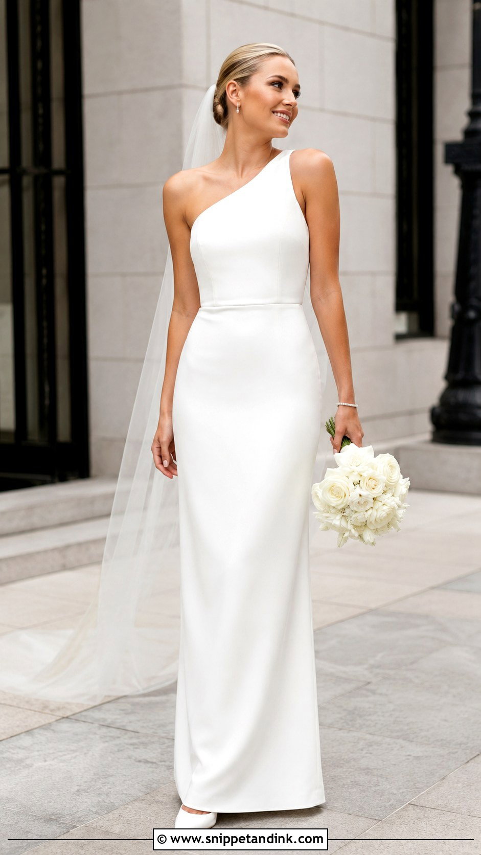 One Shoulder Wedding Gown - Snippet and Ink - 20 Classy Minimalist Wedding Gown Ideas
