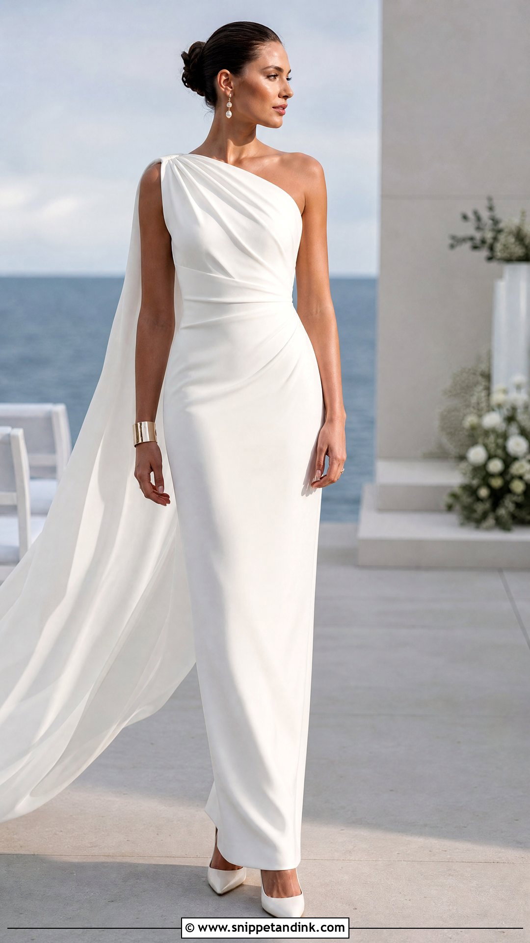 One Shoulder Wedding Gown With Detachable Drape - Snippet and Ink - 25 Two Way Wedding Gown Ideas