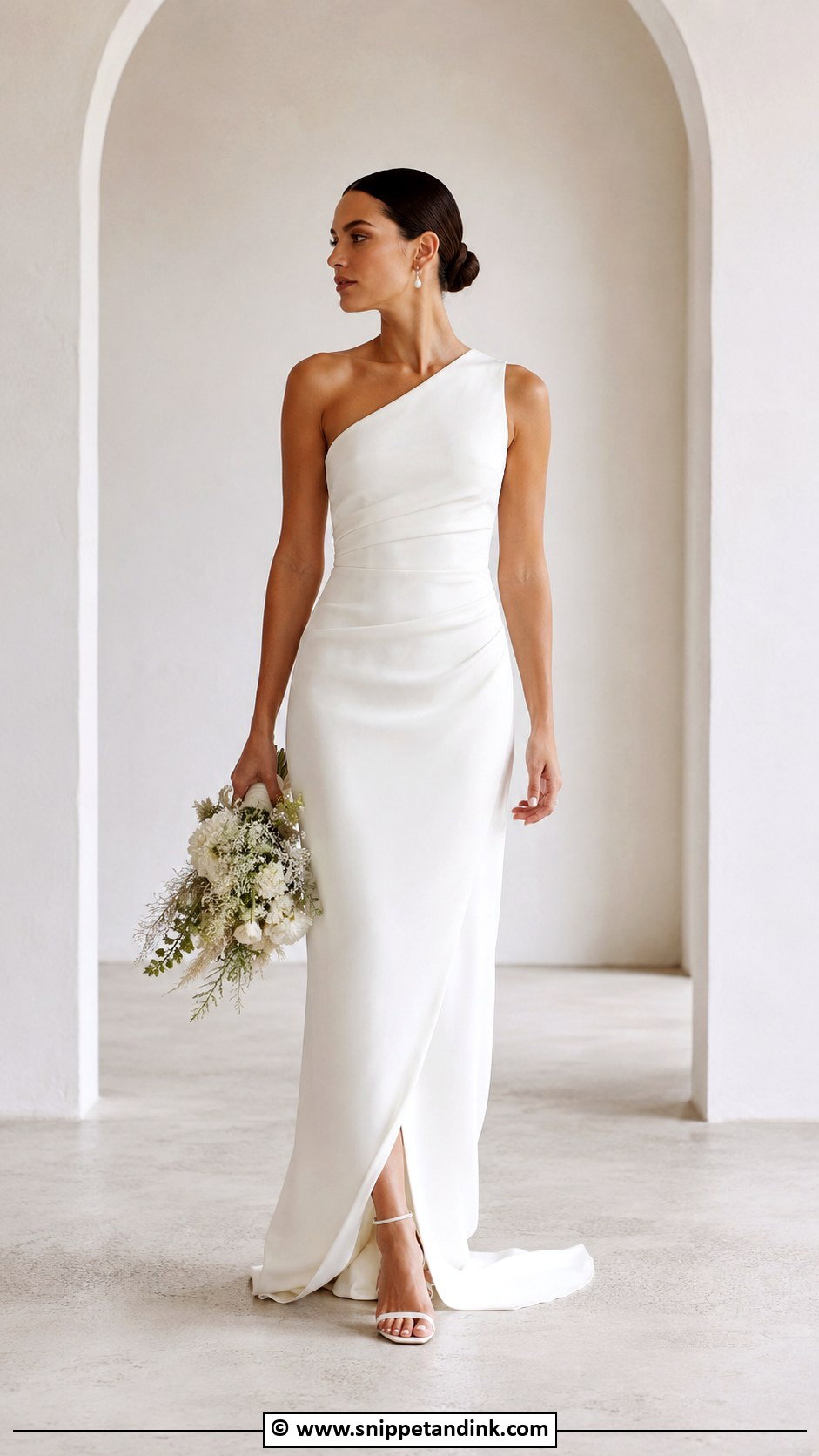 One Shoulder Wedding Gown - Snippet and Ink - 25 Minimalist Wedding Gown Ideas