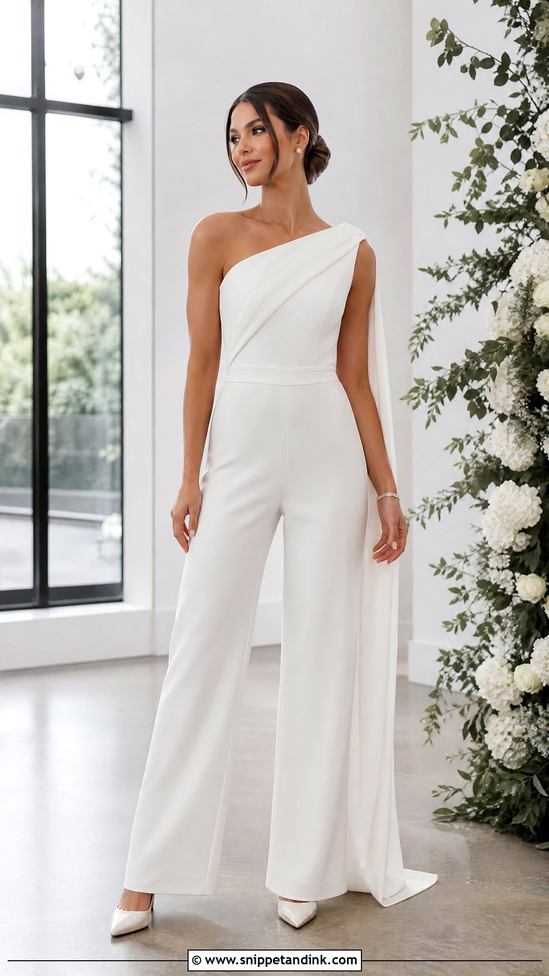 One Shoulder Wedding Jumpsuit - Snippet and Ink - 20 Wedding Dress with Pants Ideas