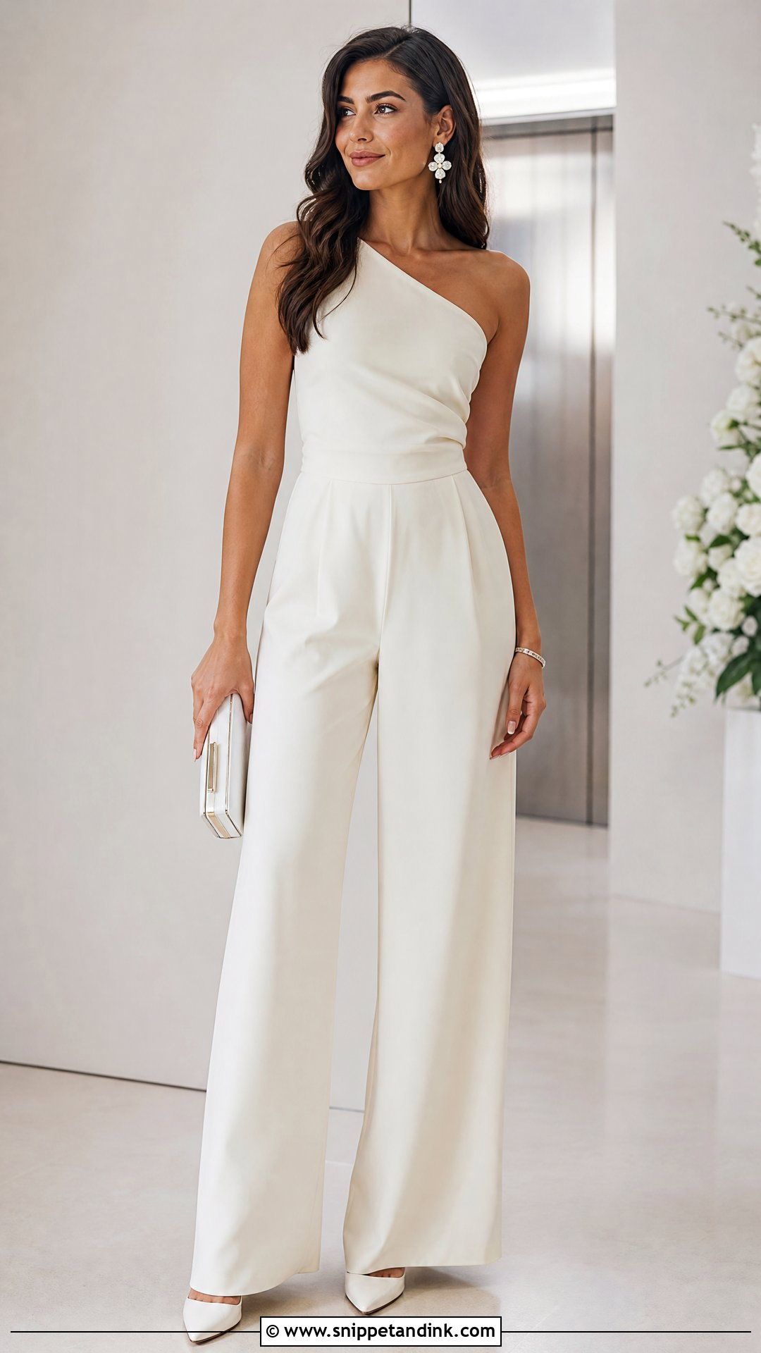 One Shoulder Wedding Pantsuit For Bride - Snippet and Ink - 25 Wedding Pantsuit the Bride Ideas