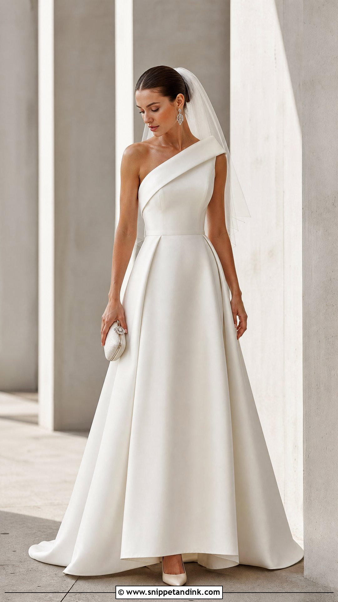 One Shoulder White Duchess Gown - Snippet and Ink - 20 White Duchess Gown Styles