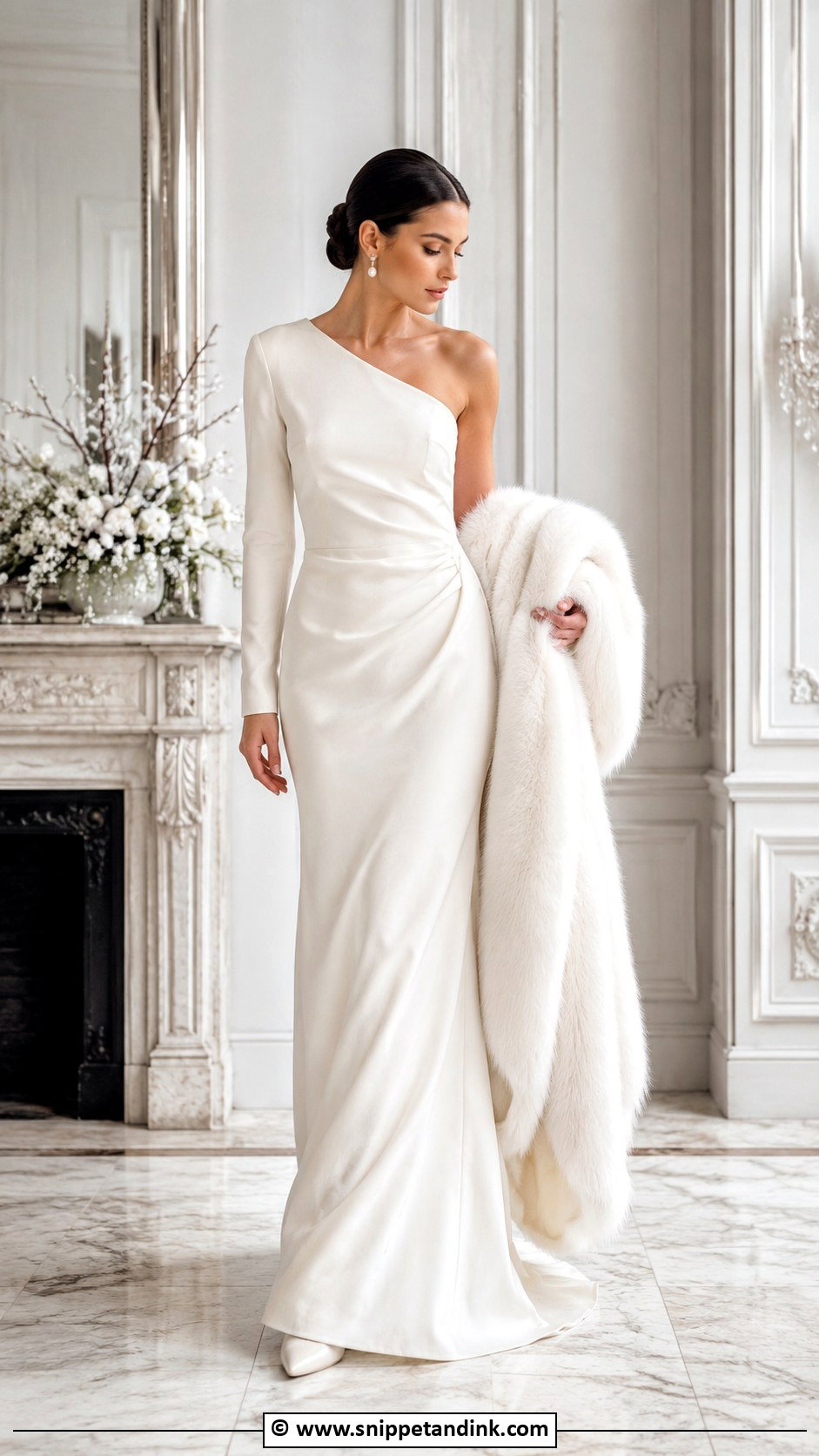 One Shoulder Winter Wedding Dress - Snippet and Ink - 30 One Shoulder Wedding Dress Ideas