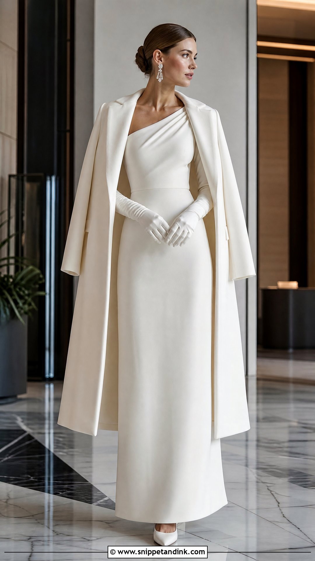 One Shoulder Winter Wedding Dress With Gloves - Snippet and Ink - 20 Simple Winter Wedding Dress Ideas