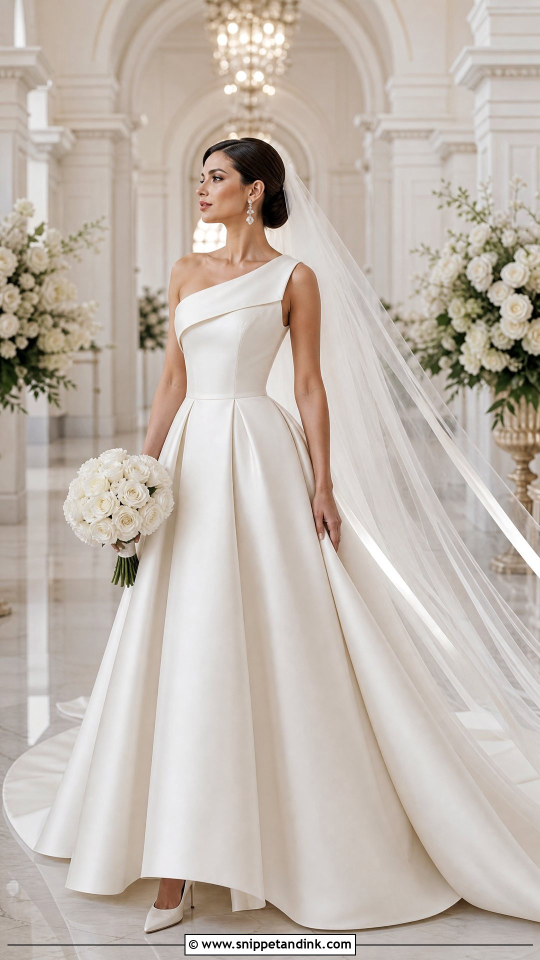 One Strap Mikado Ball Gown Wedding Dress - Snippet and Ink - 20 One Strap Wedding Dress Ideas