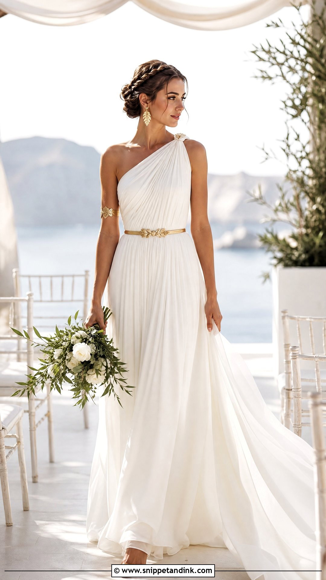 One Strap Pleated Grecian Wedding Dress - Snippet and Ink - 20 One Strap Wedding Dress Ideas