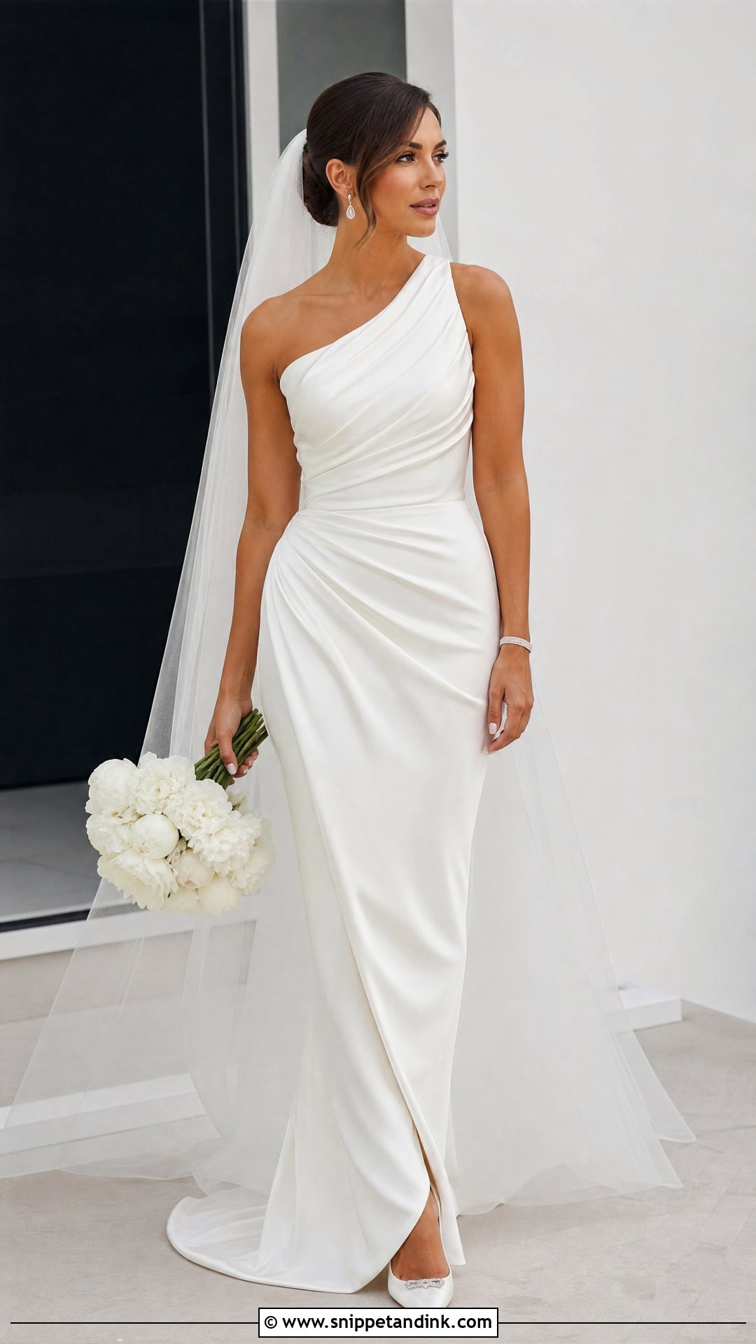 One Strap Ruched Wedding Dress - Snippet and Ink - 20 One Strap Wedding Dress Ideas