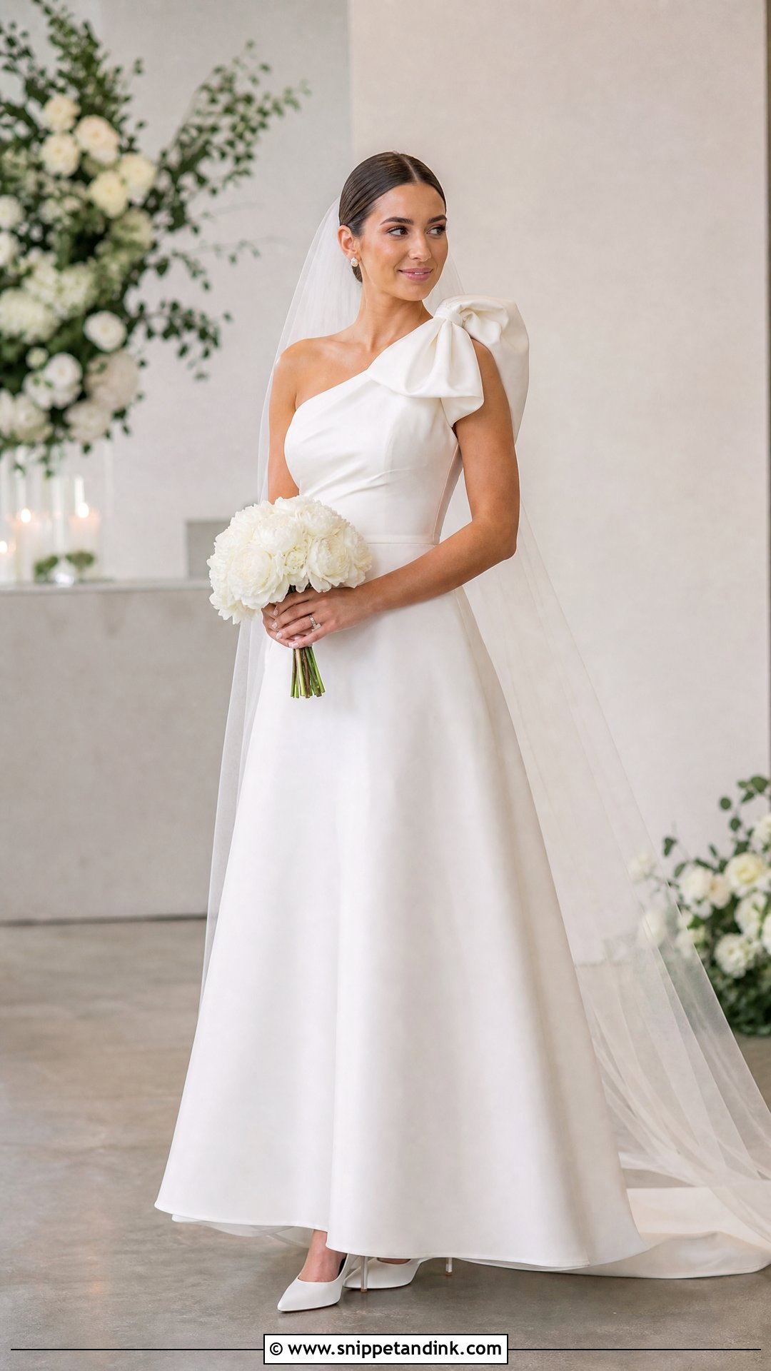 One Strap Wedding Dress With Bow - Snippet and Ink - 20 One Strap Wedding Dress Ideas
