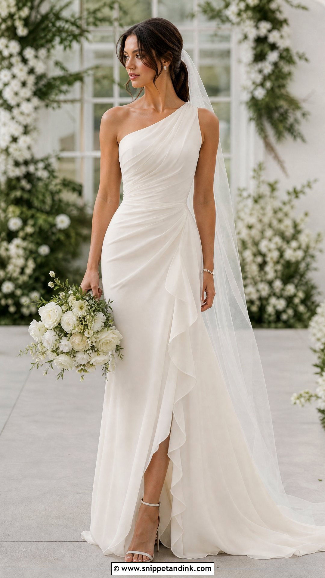 One Strap Wedding Dress With Ruffle - Snippet and Ink - 20 One Strap Wedding Dress Ideas