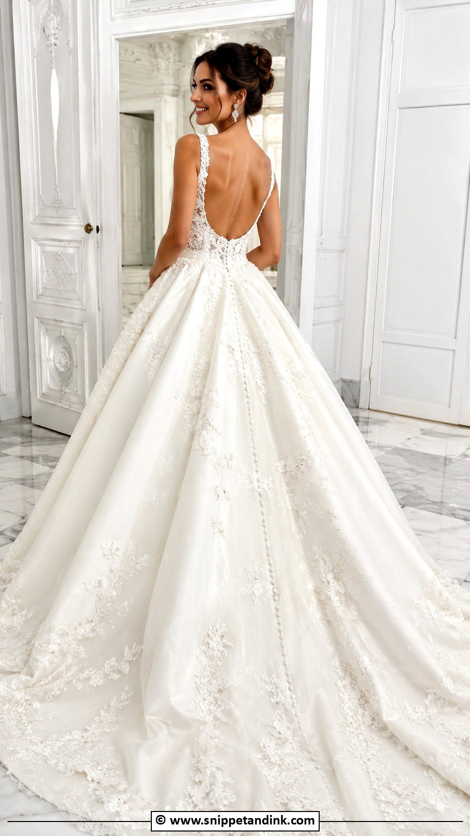 Open Back Ball Gown Wedding Dress - Snippet and Ink - 30 Open Back Wedding Dress Ideas