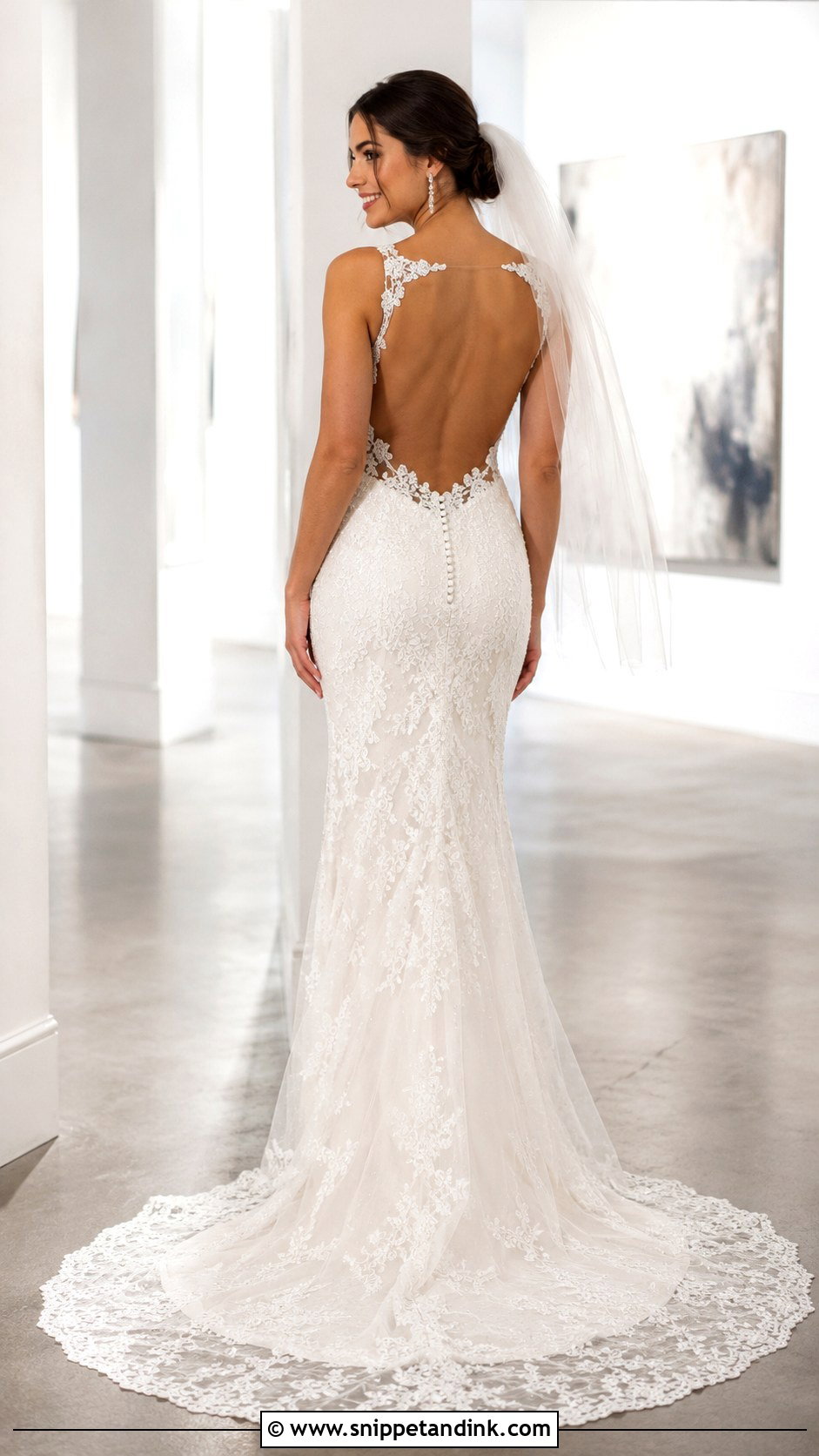 Open Back Beaded Lace Wedding Dress - Snippet and Ink - 20 Beaded Lace Wedding Dress Ideas