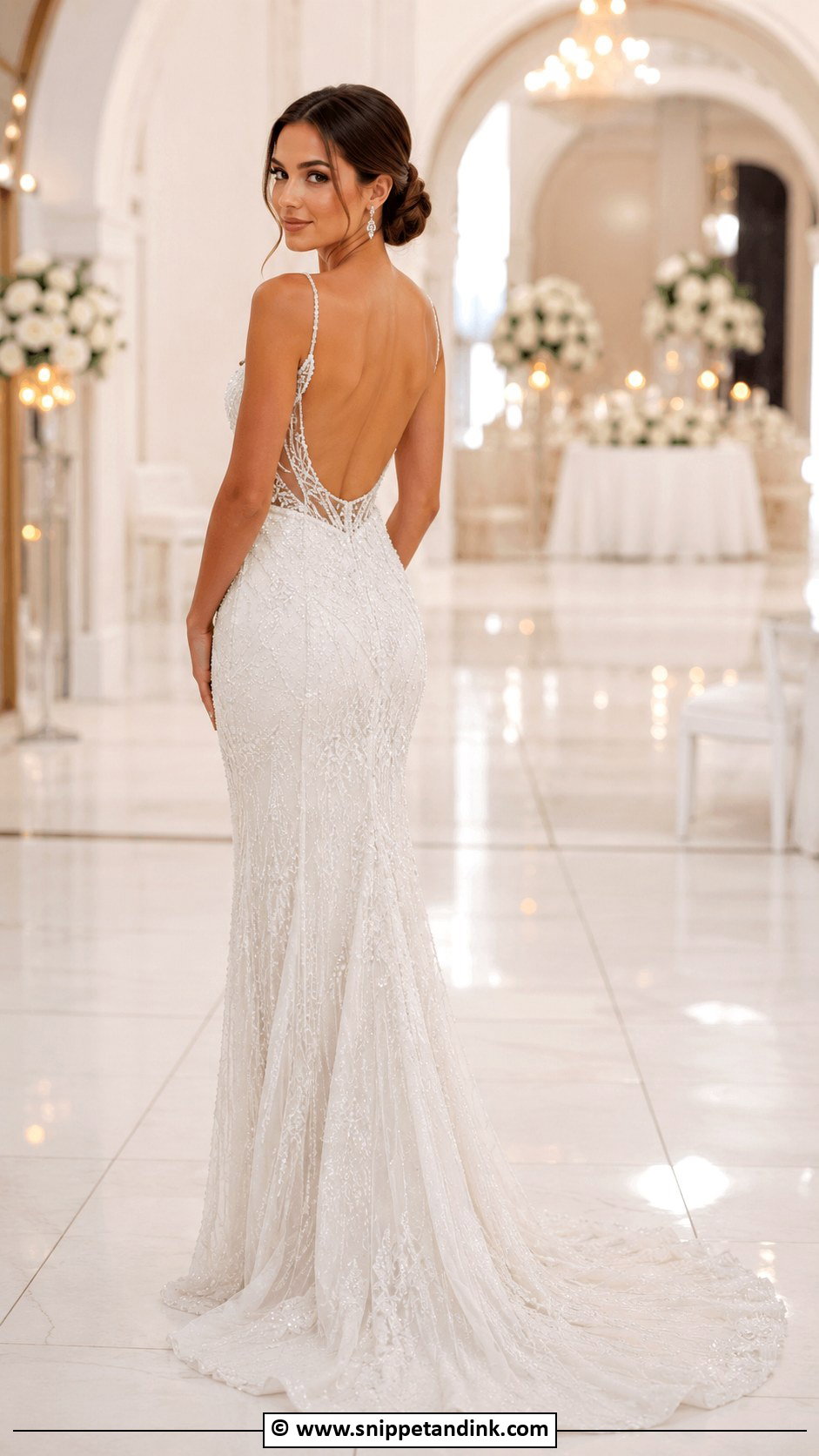 Open Back Beaded Wedding Dress - Snippet and Ink - 30 Open Back Wedding Dress Ideas