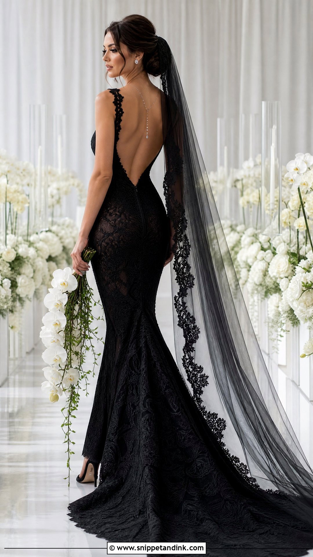 Open Back Black Mermaid Wedding Dress - Snippet and Ink - 25 Black Mermaid Wedding Dress Ideas