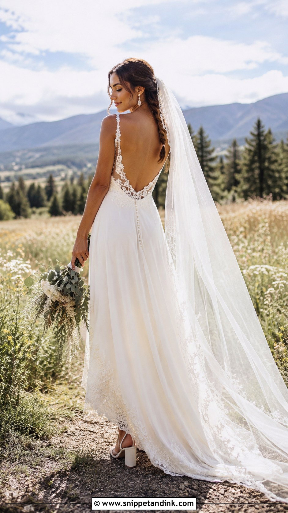 Open Back Boho A Line Wedding Dress - Snippet and Ink - 20 Boho a Line Wedding Dress Ideas