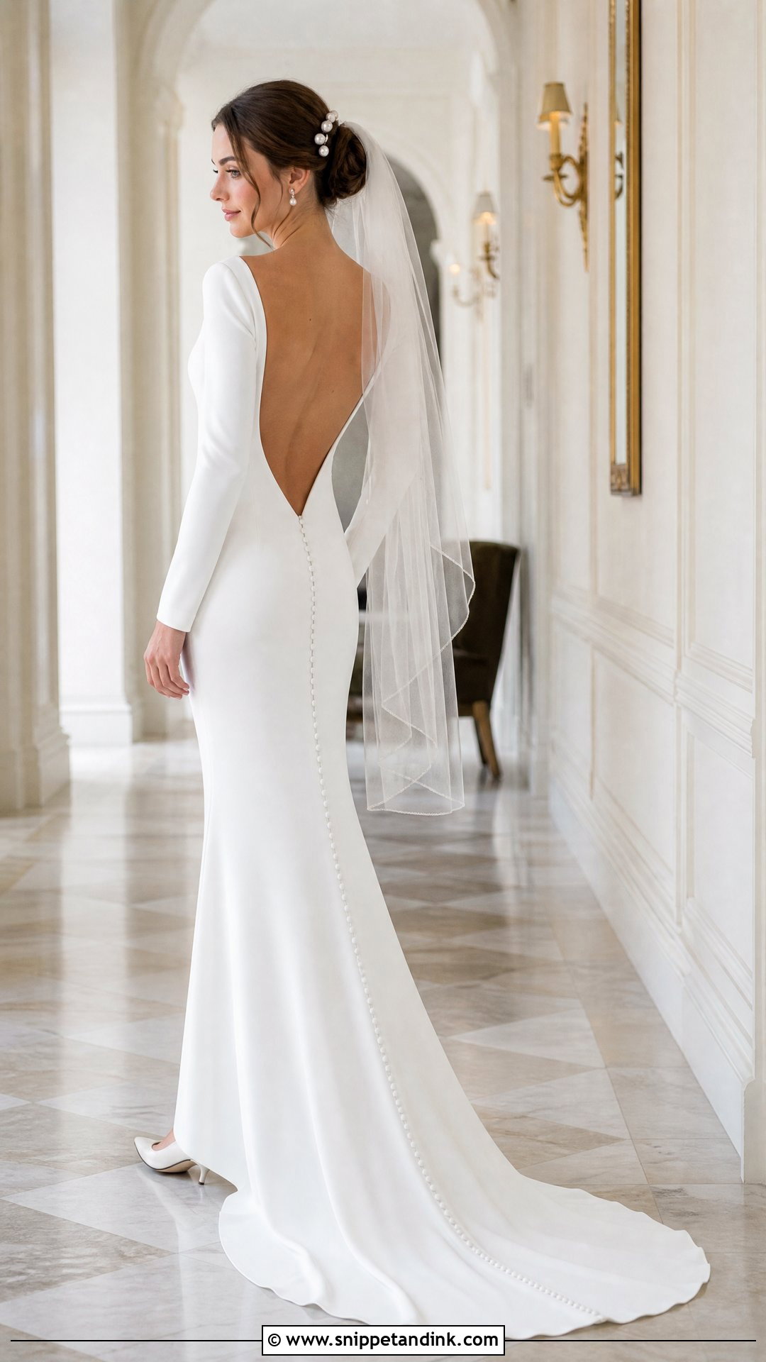 Open Back Crepe Slim Fit Wedding Dress - Snippet and Ink - 20 Slim Fit Wedding Dress Ideas