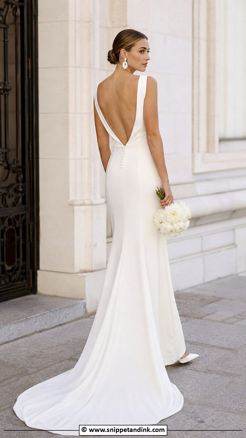 Open Back Crepe Wedding Dress - Snippet and Ink - 30 Open Back Wedding Dress Ideas