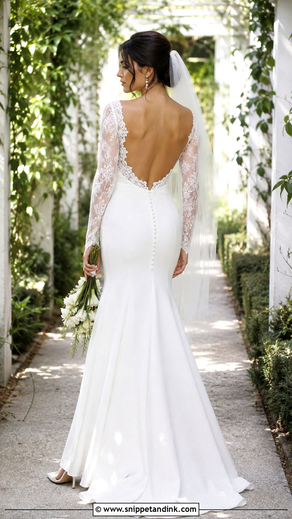 Open Back Fit and Flare Wedding Dress With Sleeves - Snippet and Ink - 20 Fit and Flare Wedding Dress with Sleeves