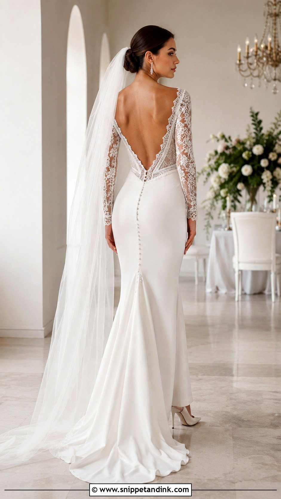Open Back Fitted Wedding Dress With Sleeves - Snippet and Ink - 20 Fitted Wedding Dress with Sleeves