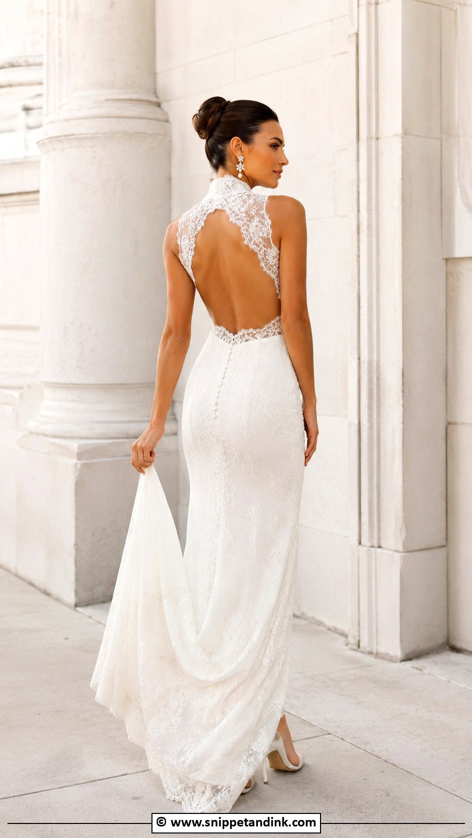 Open Back High Neck Wedding Dress - Snippet and Ink - 30 Open Back Wedding Dress Ideas