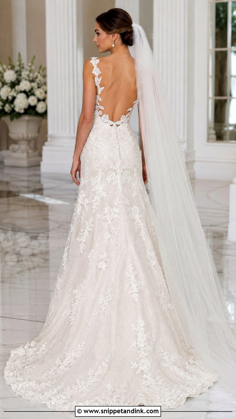 Open Back Lace A Line Wedding Dress - Snippet and Ink - 20 Lace Aline Wedding Dress Ideas