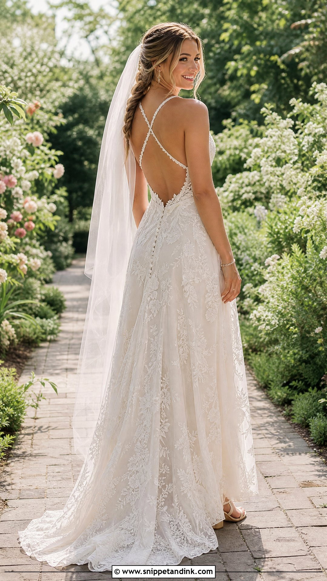 Open Back Lace Boho Wedding Dress - Snippet and Ink - 25 Boho Ethereal Wedding Dress Ideas