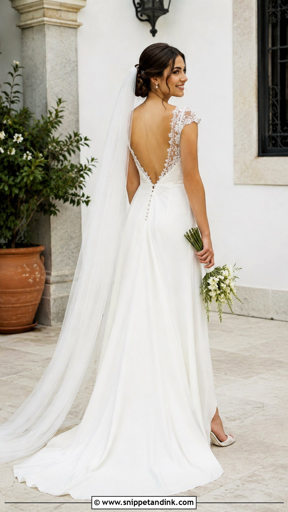 Open Back Lace Cap Sleeve Wedding Dress - Snippet and Ink - 20 Lace Cap Sleeve Wedding Dress Ideas