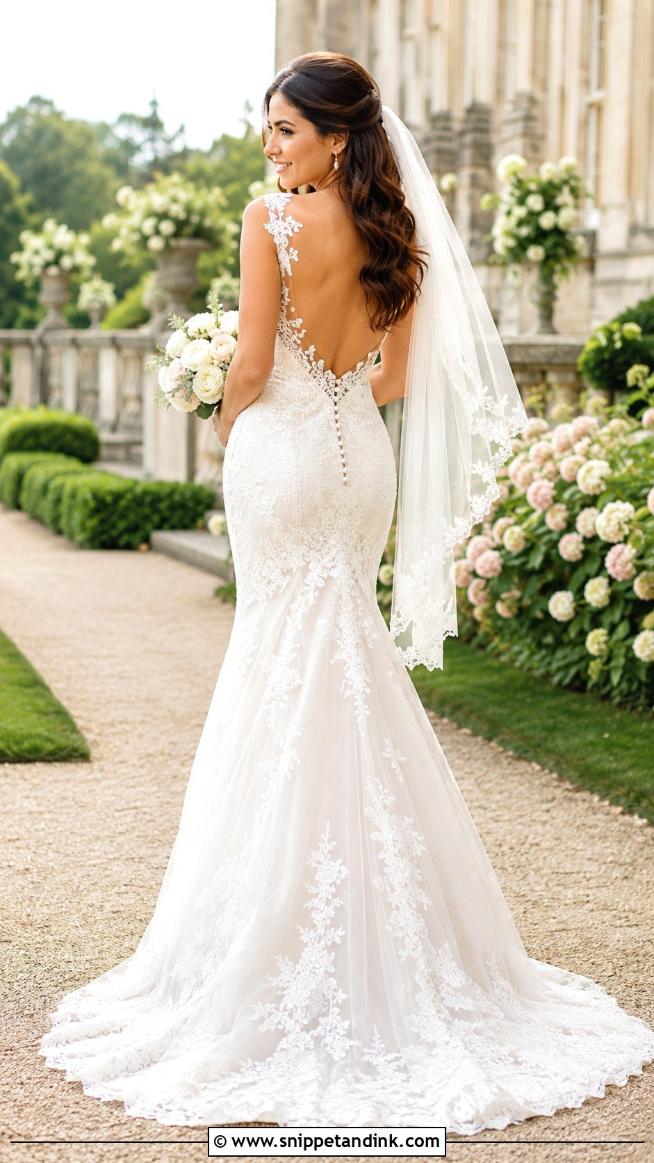 Open Back Lace Fish Tail Wedding Dress - Snippet and Ink - 20 Fish Tail Wedding Dress Ideas