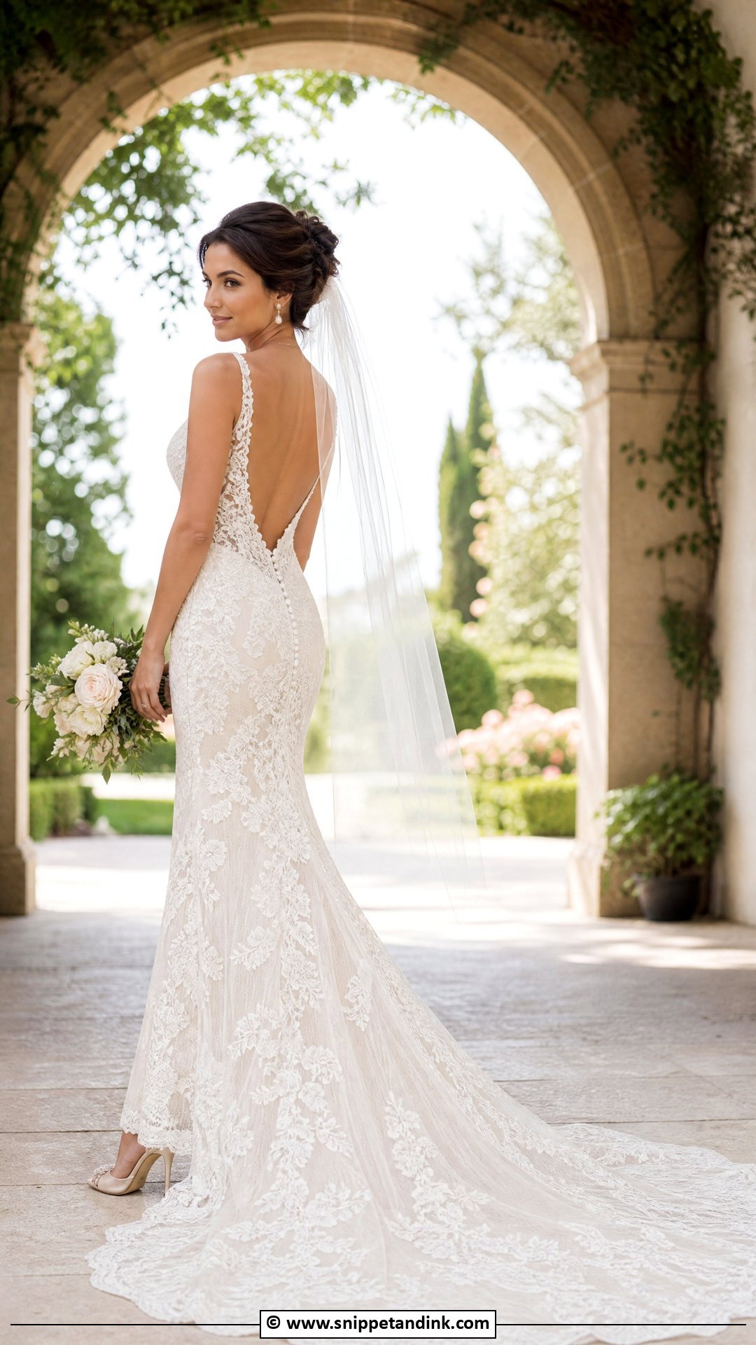Open Back Lace Fit And Flare Wedding Dress - Snippet and Ink - 35 Fit and Flare Wedding Dress Ideas